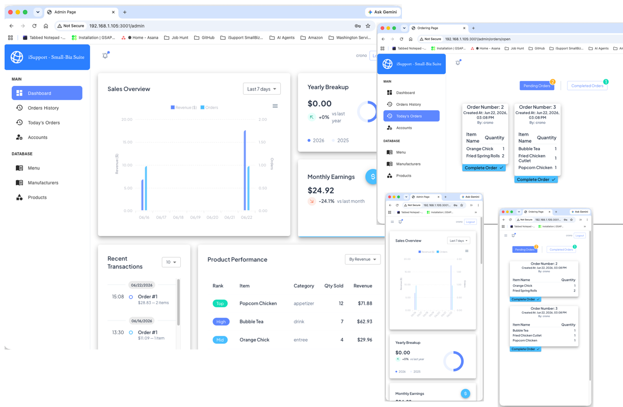 Screenshots of the dashboard project showing desktop version
